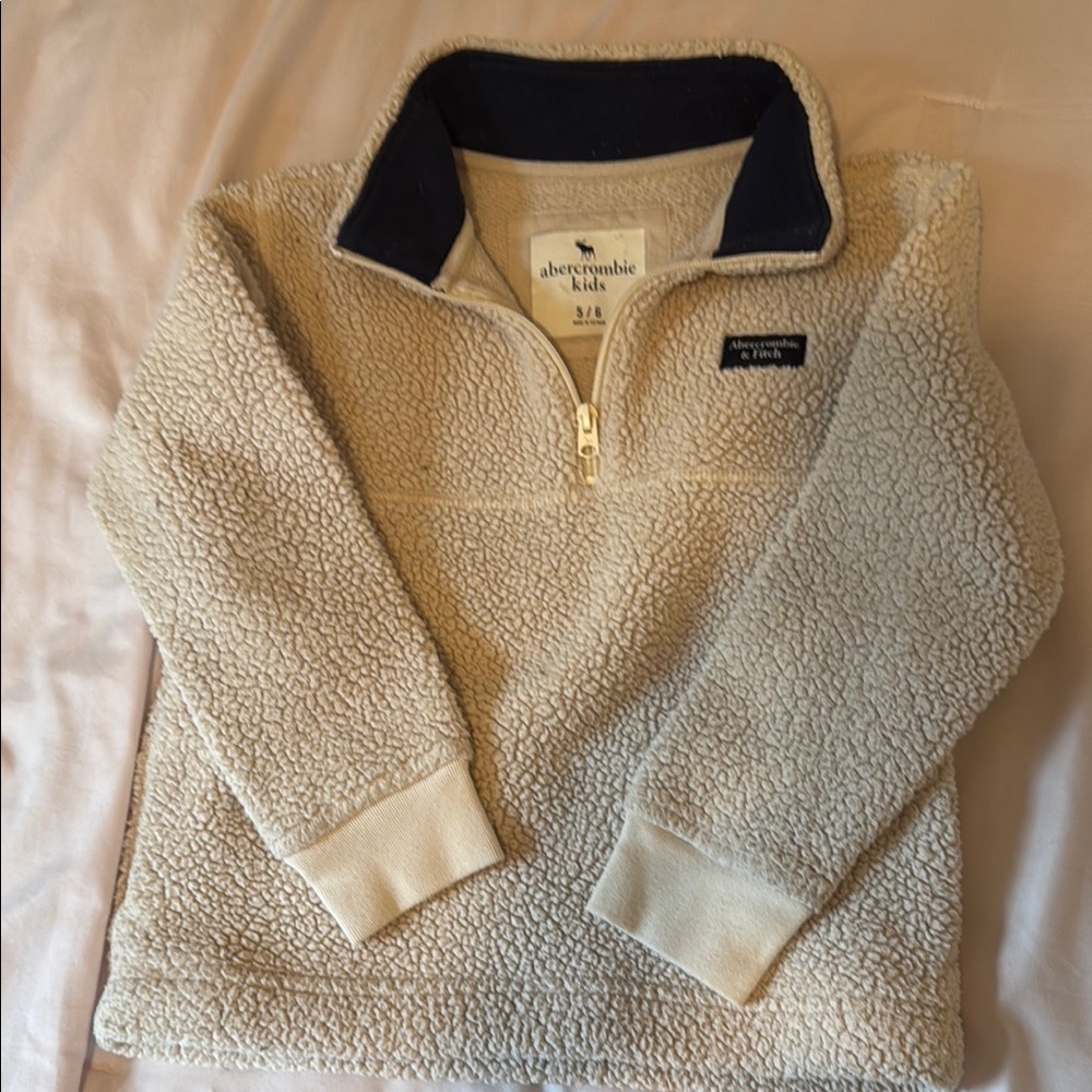 Abercrombie Kids Cream Zip Up Sherpa Jacket